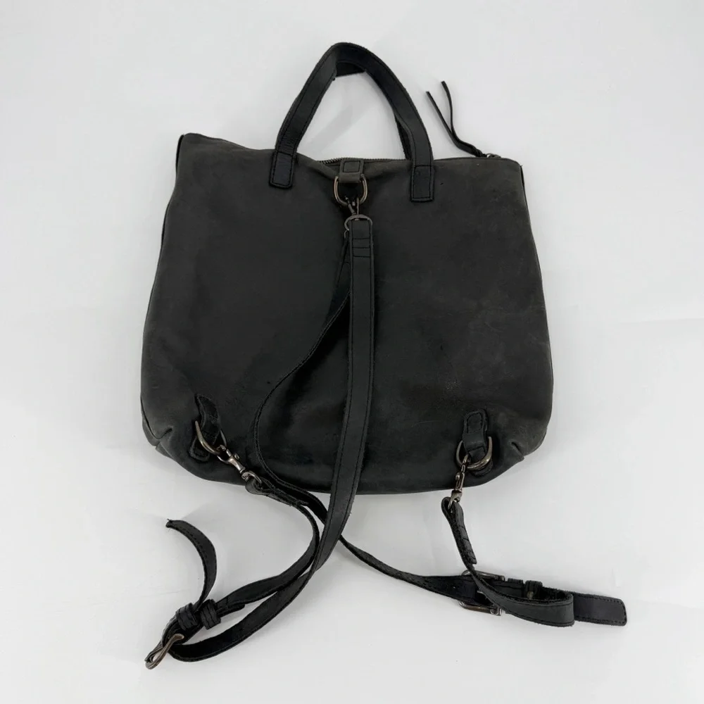 Abel Gray Leather Convertible Backpack Purse